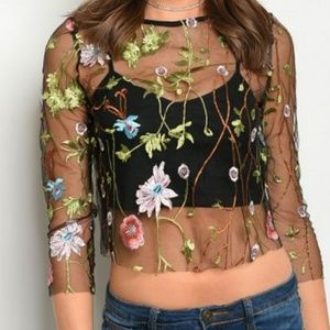 Floral Mesh Top